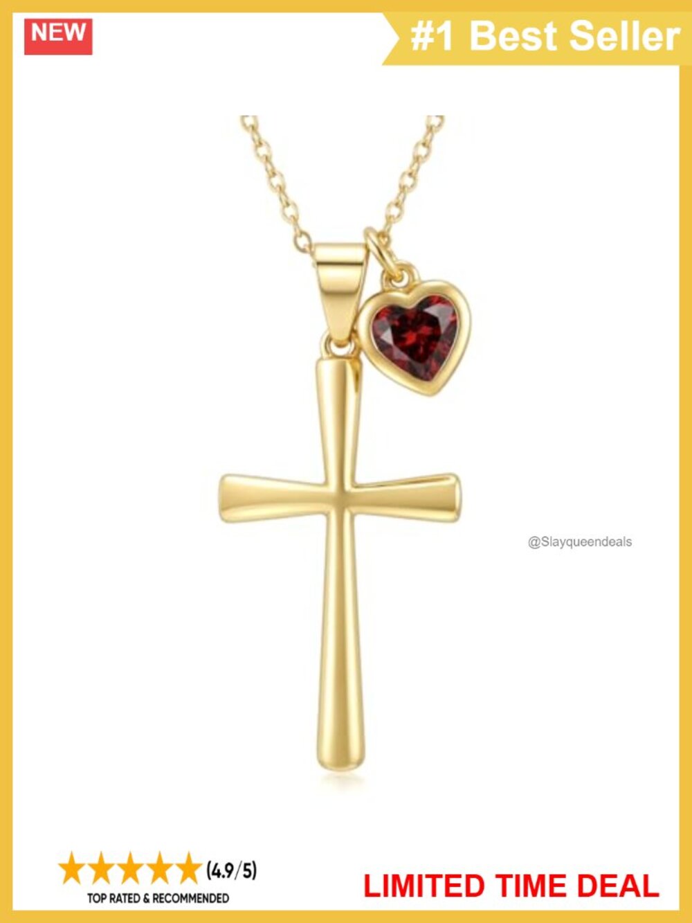 14K Gold Birthstone Cross Necklace Womens Christian Jewelry Gift